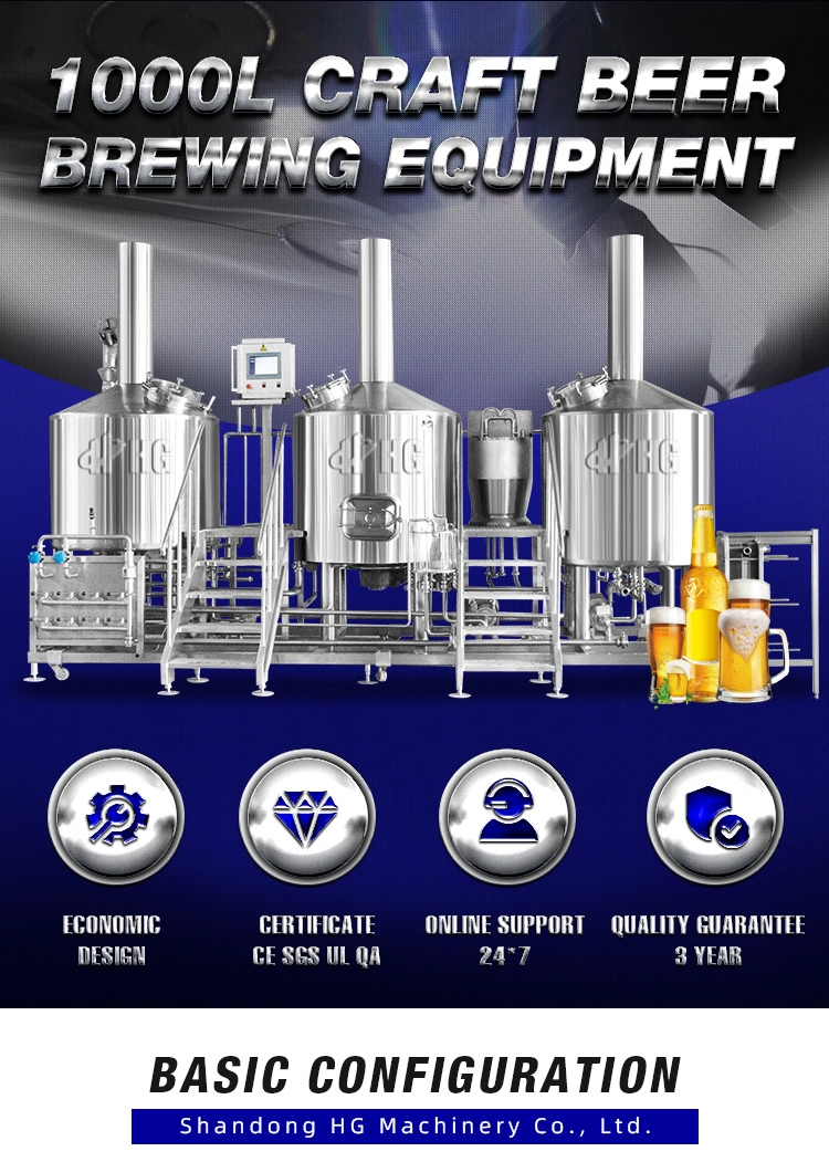 1000L 2000L Stainless Steel Beer Fermentation Equipment Turnkey Project for Brewery System